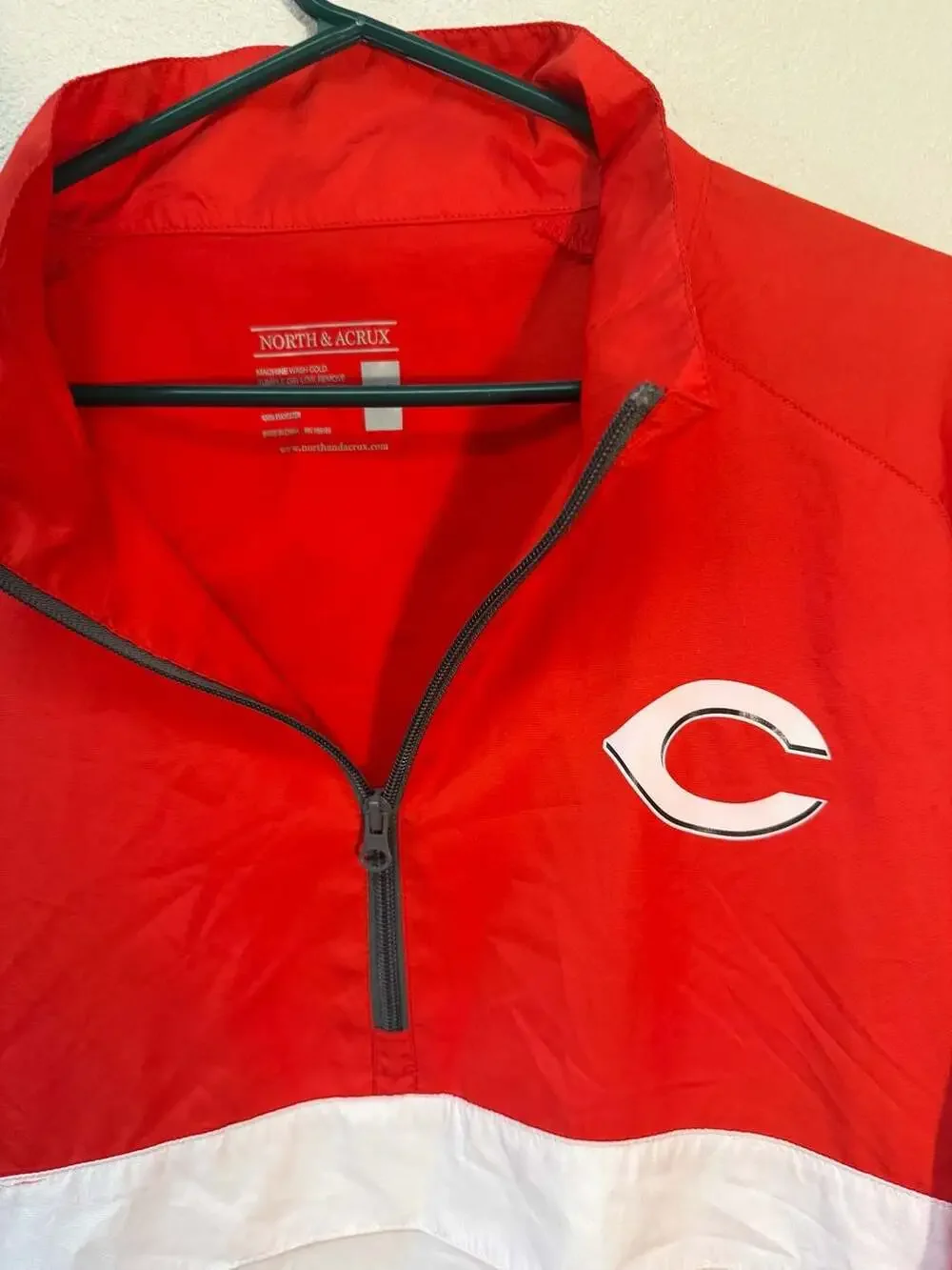 North & Acrux Cincinnati Reds MLB Half Zip Pullover Wind Jacket Red White Size M